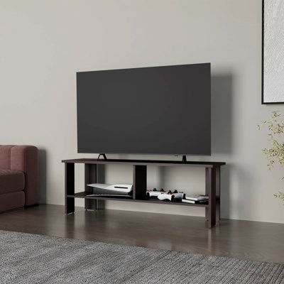 Meuble télé moderne avec tablettes ouvertes spacieuses, idéal pour le rangement élégant et fonctionnel d'un salon, meuble télé