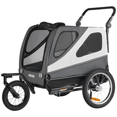 Dog Bike Trailer, Supports Up To 100 Lbs, 2-In-1 Pet Stroller Cart Bicycle Carrier For Small And Large Dogs, Easy Folding Frame With Quick Release Wheel, Universal Bicycle Coupler, Internal Leash