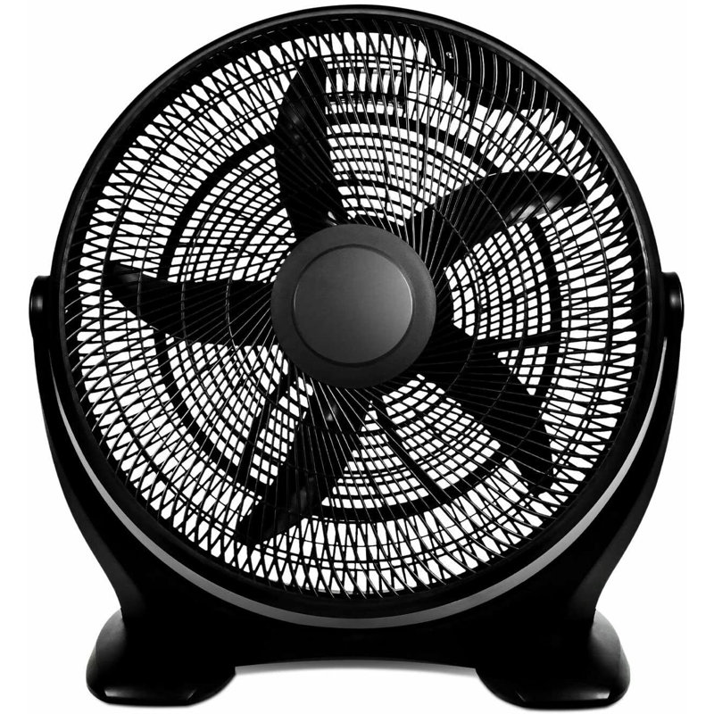 Black 18 Inch Oscillating Three Speed Plastic Floor Fan