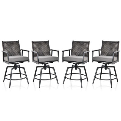 360° Swivel Bar Stool Set Of 4 Counter Height Bar Chair With Metal Frame by Latitude Run 360° Swivel Bar Stool Set Of 4 Counter Height Bar Chair With Metal Frame by Latitude Run
