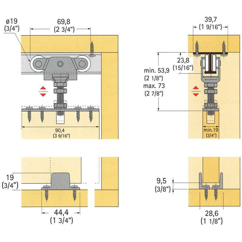 TopLine 71-222 Standard Single Door Hardware Kit, 48 in.