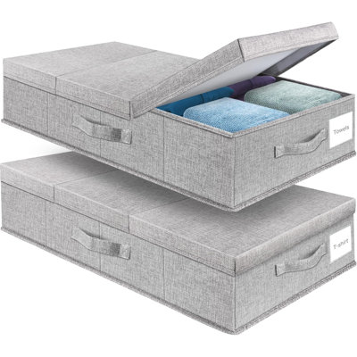Bac de rangement sous le lit avec couvercles, grande boîte de rangement sous le lit avec poignée, pliable sous les sacs de rangement pour organiser les vêtements, les chaussures, les couvertures, les oreillers