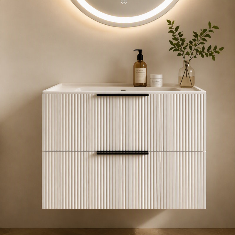 Meuble-lavabo 24 po avec lavabo en céramique, Gris antique, 24"