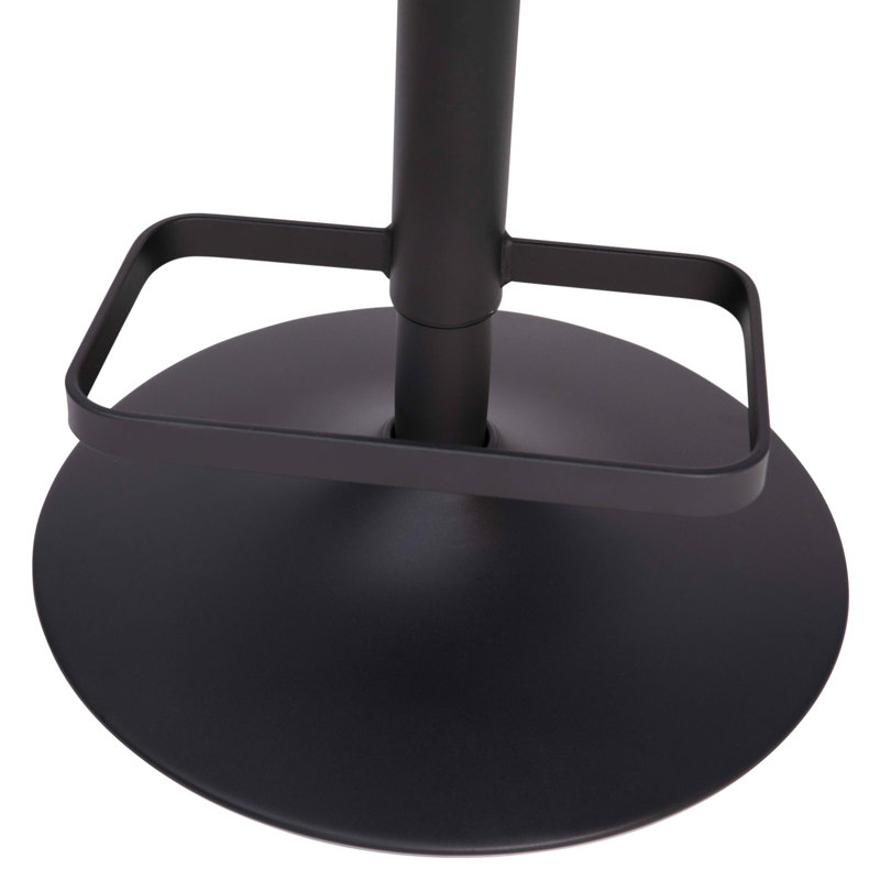Amberlie Modern Upholstered Adjustable-Height Barstool with Footrest, Black, Charcoal