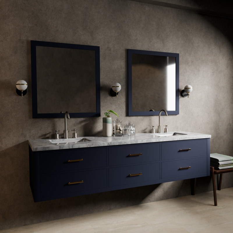 Meuble-lavabo double l 80 po x P 22 po Castor, Bleu