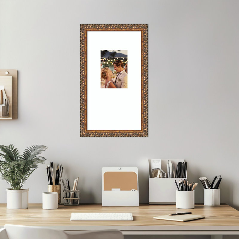 Cadre photo en bois antique bronze, Blanc brillant lisse, 10 x 18 emmêlés à 5 x 7