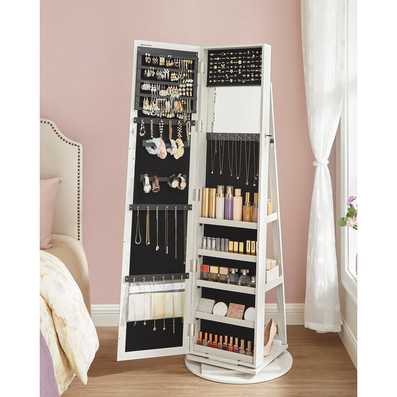 Quakertown 21.3'' Wide Freestanding Jewelry Armoire, White/Light Gray