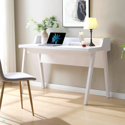 Home Office Writing Desk Ground Outlet USB-A Ports Finished On The Back Wooden Leg Frame