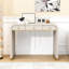 Bureau de coiffeuse classique en bois avec miroir rabattable, rangement caché et 2 tiroirs-969824185