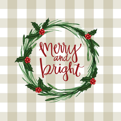 Merry And Bright Wreath - Wrapped Canvas Print