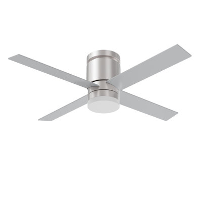 Ross - Ventilateur de plafond à DEL 4 pales 52 po - Finition argentée - Type de commande murale