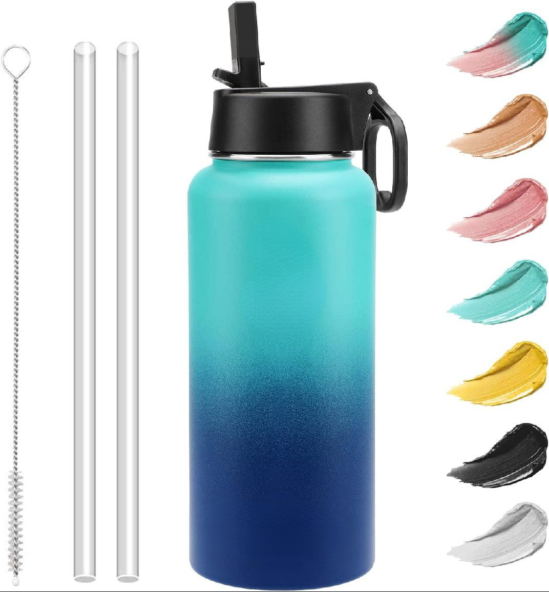 Orchids Aquae 32oz. Insulated Stainless Steel Wide Mouth Water Bottle
