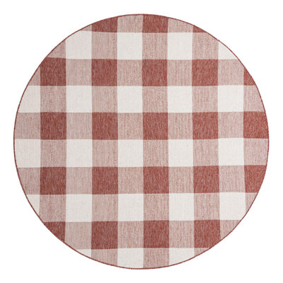 Tatasha Gingham Power Loom Polypropylene Plastic Indoor/Outdoor Area Rug in White/Red