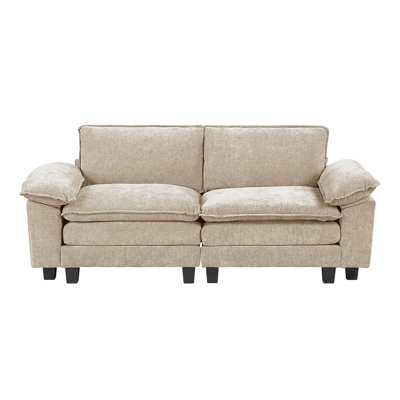 Causeuse de style moderne, moelleux, tissu d'ameublement en chenille, tissu de salon contemporain, 1 pièce, contreplaqué durable