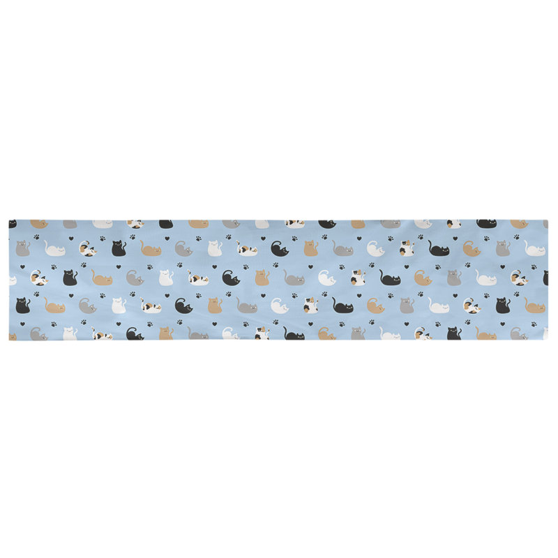 Chemin de table géométrique avicia, Bleu / Gris, 91,5 po x 17,5 po, Coton