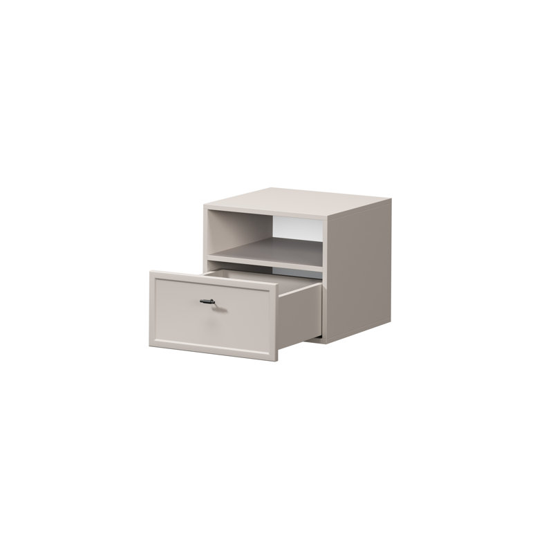 Bagga 45cm W Manufactured Wood Bedside Table, Cream/Beige/Black