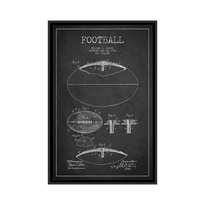 « football charbon », impression sur toile tendue, Toile avec cadre noir, Pas de tapis, H 26 po x l 18 po x P 1,5 po