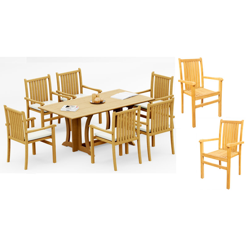 Teak Wood Patio Dining Set with, 8