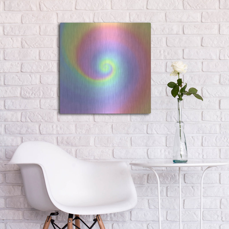 Ivy Bronx «Pastel Rainbow Swirl» par Art Licensing Studio, art mural en métal