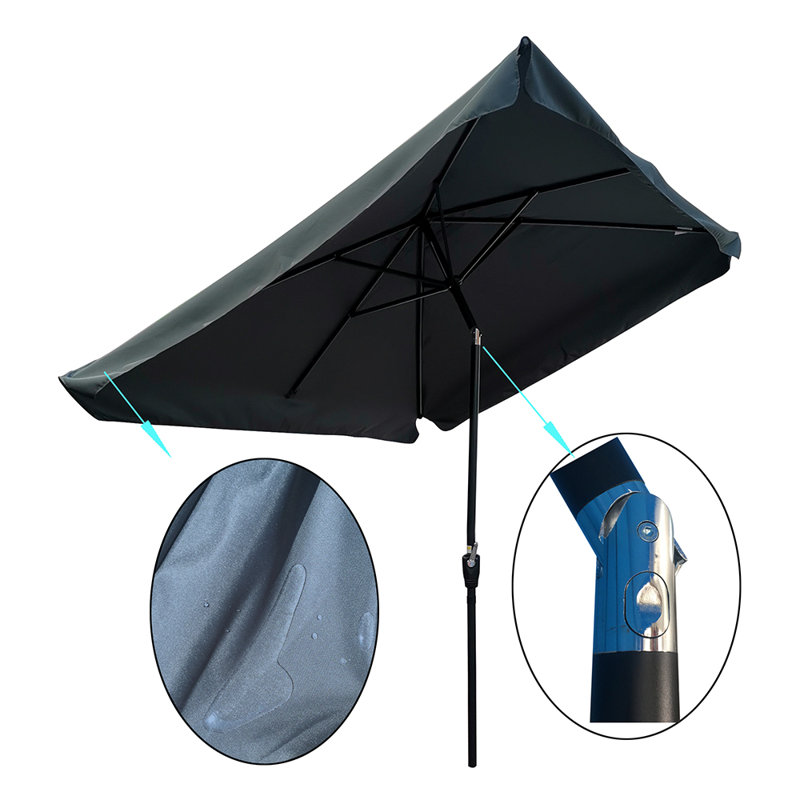 Swiney 120'' x 78'' Rectangular Market Umbrella, Anthracite