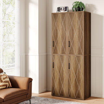 Armoire de rangement étroite en bois de 75 pouces de haut avec 2 portes, ensemble de 2