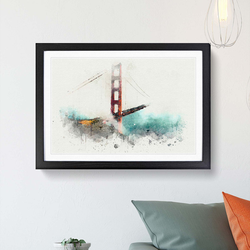 The Golden Gate Bridge in San Francisco - Picture Frame Graphic Art Print, Black Framed, 62cm H x 87cm W x 2cm D