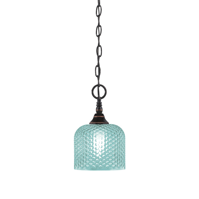Mini-luminaire suspendu en chaîne avec verre, Cuivre / noir