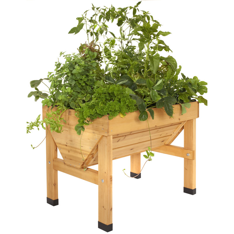 Natural Cedar Wood Raised Bed Planter with Drainage Hole