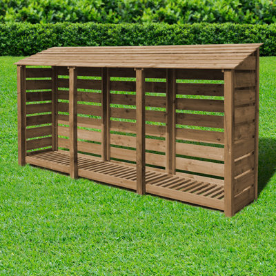 Urbanna 340cm W x 80cm D Solid Wood Log Store