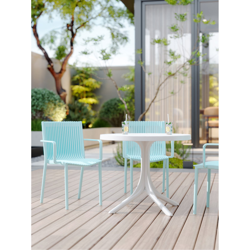 4 fauteuils empilables en plastique toutes saisons avec abat-jour bleu, capacité de charge élevée, patins antidérapants