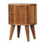 Table de chevet à rayures, 2 tiroirs, pieds nordiques, brun clair