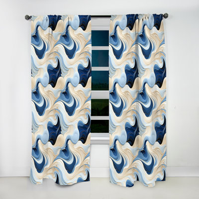 Coastal Minimalism Boho Pattern - Modern Velvet Curtain - Room Darkening - 1 Panel
