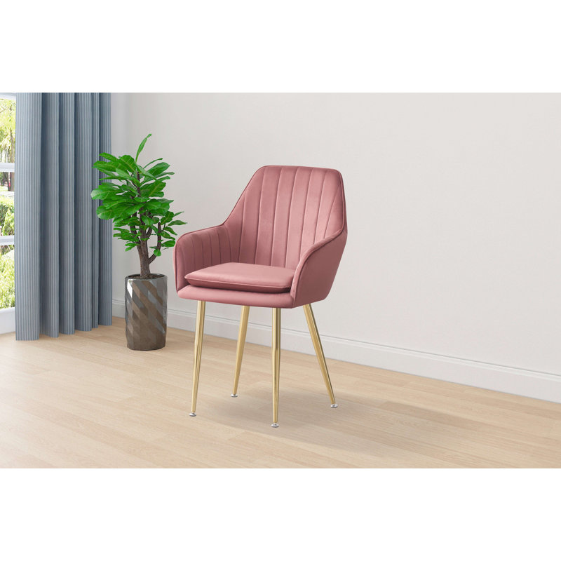 Aldegonde 47cm H Tufted Foam Padding Upholstered Metal Armchair, Pink