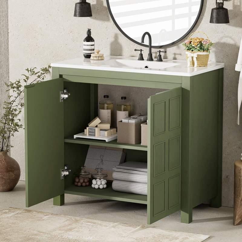 Organisateur de meuble-lavabo 36 "avec lavabo en céramique
