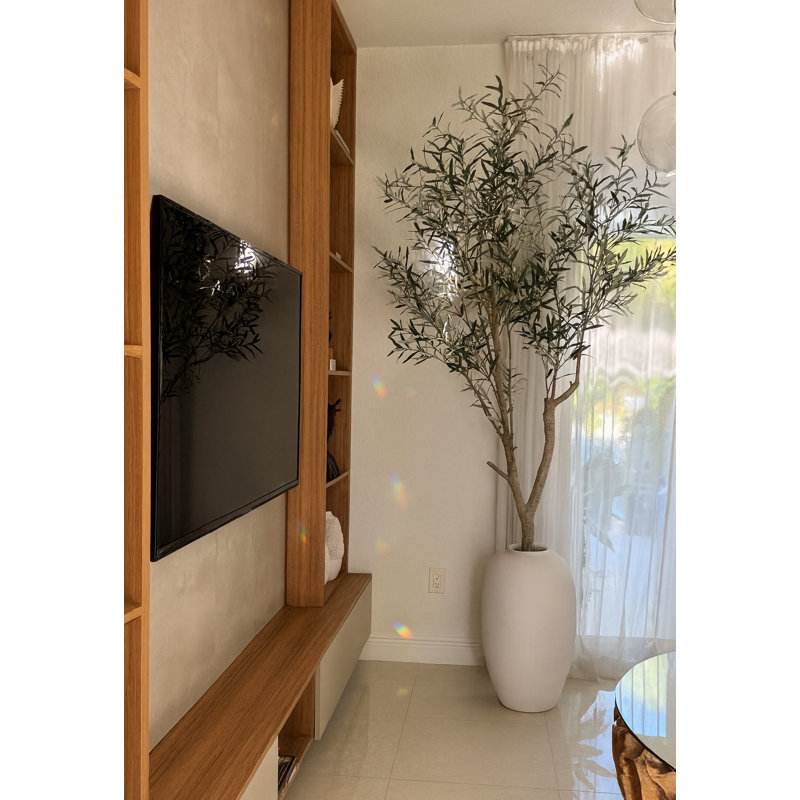 Artificial Olive Tree In White Konos Vase, White