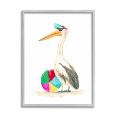 Az-946, reproduction de cigogne et de ballon de plage sur toile par June Erica Vess
