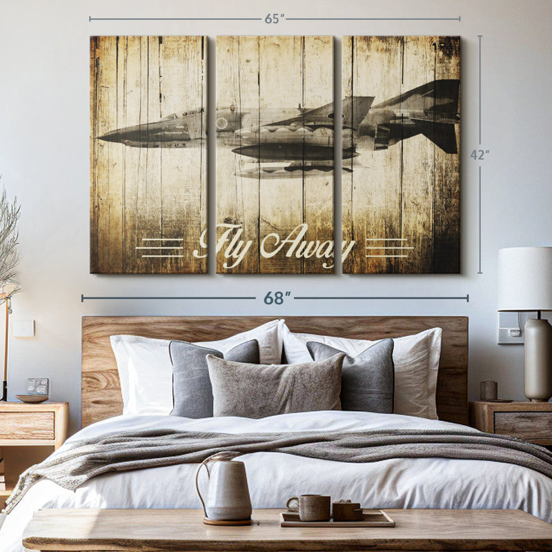 «Rustic F-4 Phantom Avion» sur toile, H 42 po x l 65 po x P 1,25 po