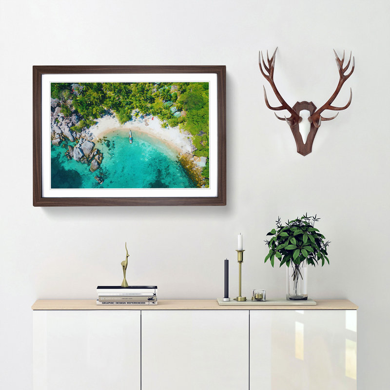 Boat in Ko Tao Thailand - Picture Frame Photograph Print, 27cm H x 36cm W x 2cm D, Walnut Framed