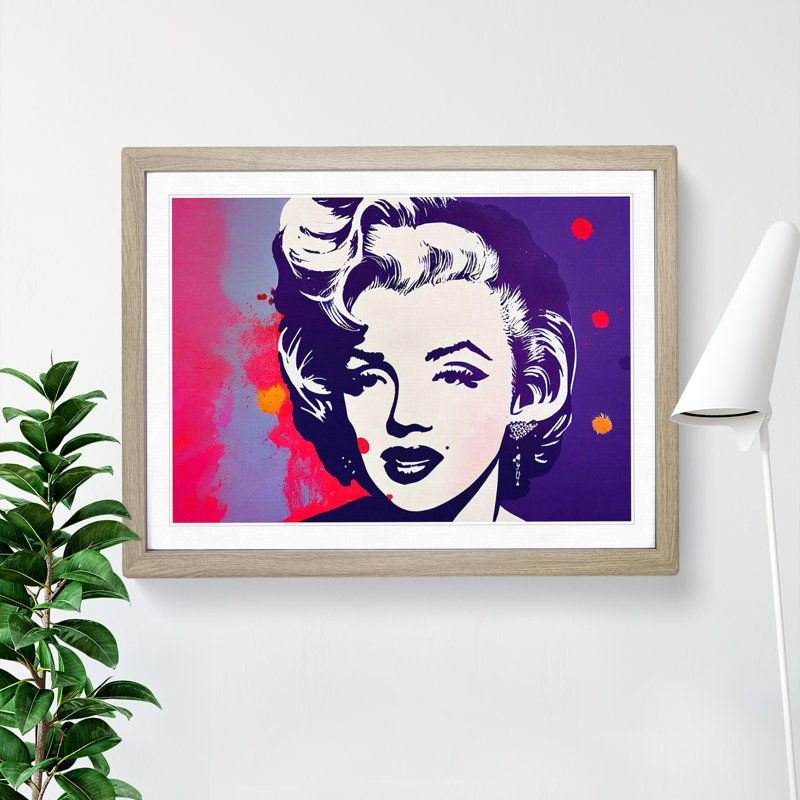 Pop Marilyn Monroe Vol.2 Abstract - Single Picture Frame Print, 25cm H x 34cm W x 2cm D, Oak
