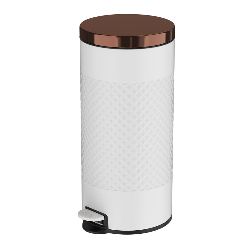 Metal Step On Kitchen Trash Can - 8 Gallons, White