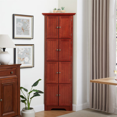 Retro Corner Pantry Cabinet With 8 Doors And Adjustable Shelves by Lark Manor