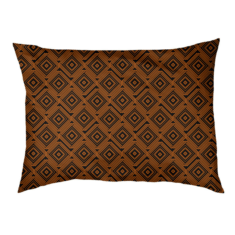 Coussin extérieur à labyrinthe carré Byrge, Grand (H 14 po x l 42,5 po x P 32,5 po), Noir / Orange