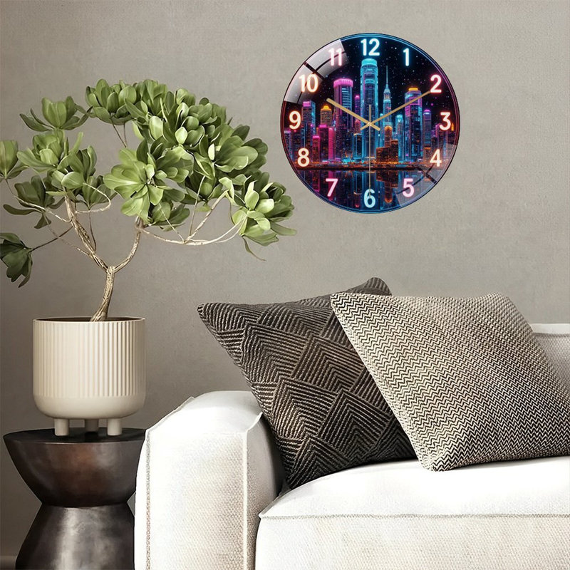Horloge murale DEL avec horloge murale moderne en verre 12 po