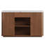 60" Wide Kitchen Island With 2 Sliding Tambour Door Cabinet, Kitchen Cabinet With Power Outlet & Large Drawer For Kitchen, Dinning Room-1584449290