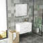Ce meuble-lavabo mural blanc brillant de 32 pouces avec tiroirs doubles, système de fermeture en douceur, lavabo en céramique crée un espace de salle de bain moderne et minimaliste!