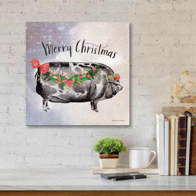 Reproduction d’art sur toile « vintage Christmas be Merry Pig »