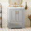 Meuble-lavabo 24 po avec lavabo, armoire en panneau de fibres à densité moyenne avec cadre en bois massif, 1 tiroir divisé et 2 portes à fermeture douce avec double tablette sur la porte, meuble-lavabo autoportant-1218250278-1218250276