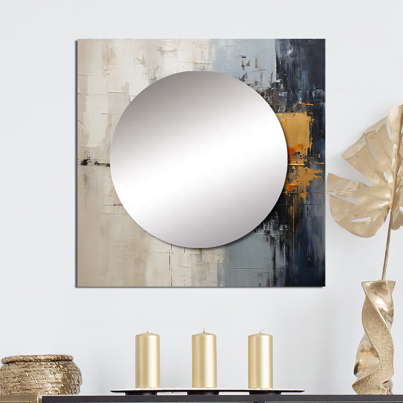 Abstract Cityscape II - Grand miroir mural carré abstrait, 36 po x 36 po