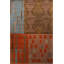 Tapis orange délavé à motifs géométriques mélangés à motif abstrait et orange-1619750913