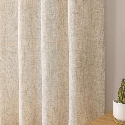 Linen Tier Curtains Rod Pocket Semi Sheer Half Kitchen Curtain Burlap Light Filtering Thick Linen Drapes for Bathroom,Natural, Set of 2 Panels